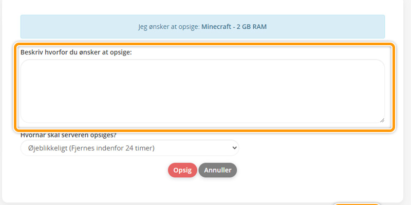 Beskriv opsigelse