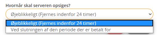 Vælg hvornår din server skal fjernes