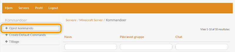 Opret kommando FlowServers