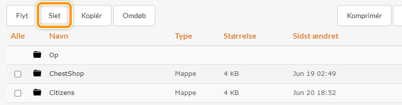 Slet en fil fra din FTP hos FlowServers