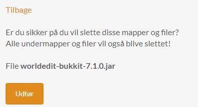 Bekræft at du vil slette en fil fra din FTP hos FlowServers