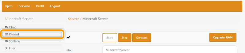 Åben din servers konsol hos FlowServers