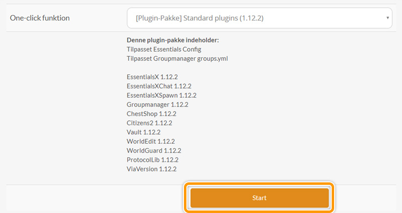 Start installationen af en Plugin-Pakke hos FlowServers