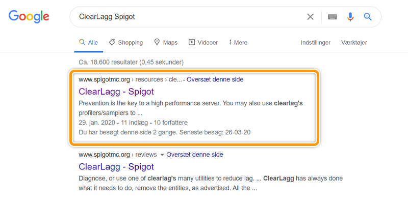 Google resultater af søgning på plugins hos FlowServers