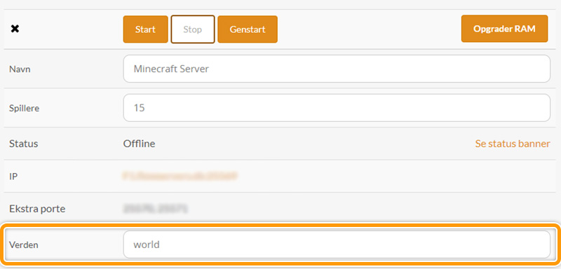Se hvad din servers verden hedder på din minecraft-server hos FlowServers