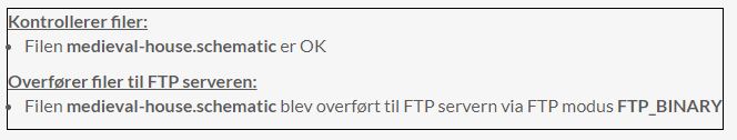 Din schematic er nu uploadet til din minecraft-server hos FlowServers
