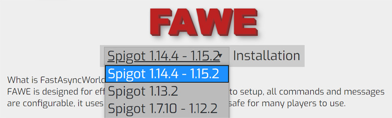 Vælg FAWE version til din minecraft-server hos FlowServers.dk