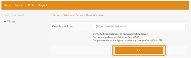 Bekræft at du vil installere en flad verden på din server.